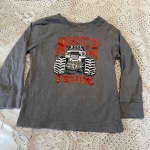 Kids Monster Truck Long Sleeve Gray Graphic T Shirt Crusher size 5t puff grapic